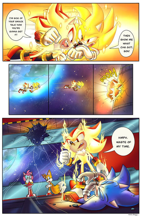 Super Sonic v. Super Shadow short Pg 2 @NatalieHaines. 2022.