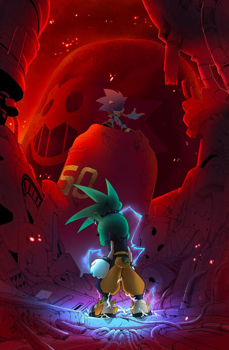 IDW Sonic #50 Variant Cover @adambrycethomas. 2022.